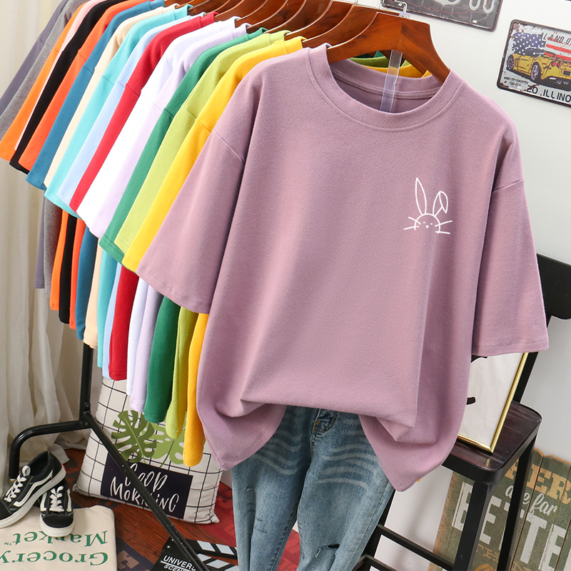 DAYIFUN  Plus Size T Shirt L-6XL Tshirt Short Sleeve Women Top Summer Cartoon Print Simple O Neck Oversized T Shirts