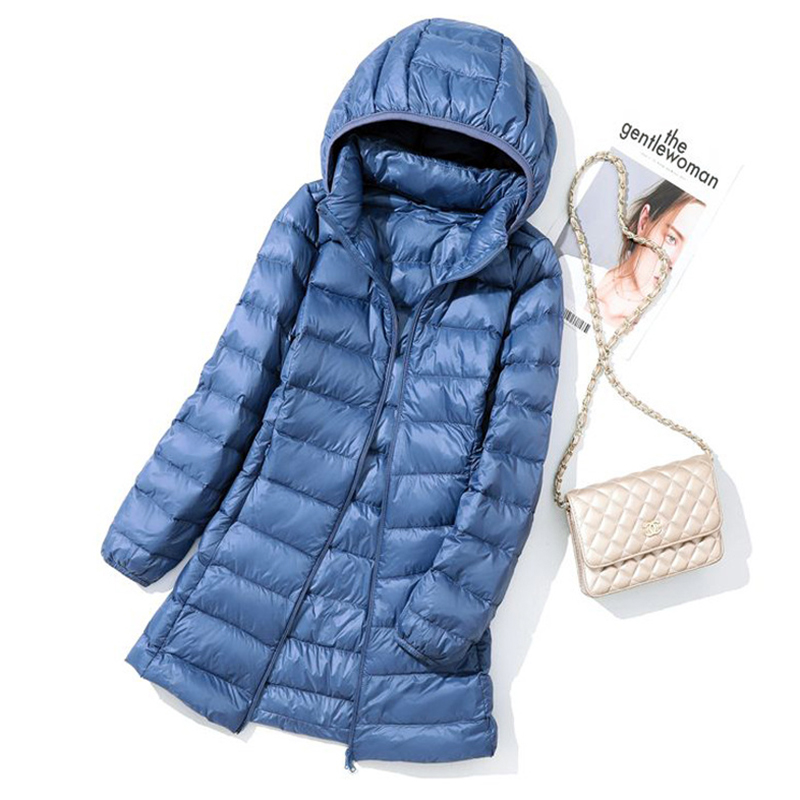 SEDUTMO Winter Long Womens Down Coat Plus Size 5XL Ultra Light Thin Puffer Jacket Slim Casual Remove Hooded Parka ED1580