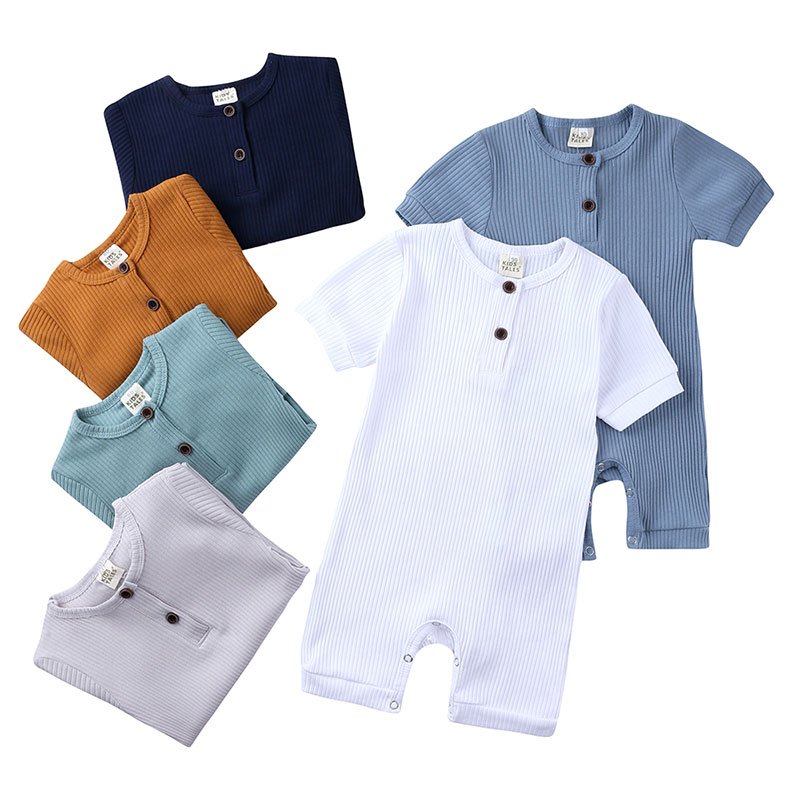 O-neck Infant  Romper 0-24 Months Summer Newborn Baby Romper Soild Color Baby Clothes Girl Rompers Cotton Short Sleeve