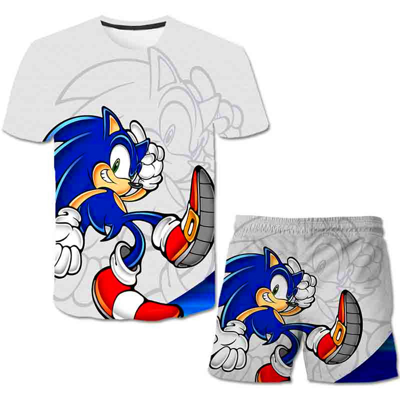Baby Summer Super Sonic Clothing Set Children's Shorts-sleeve Suit Spring Children  Girls Super Sonic T shirts Pants Outfit