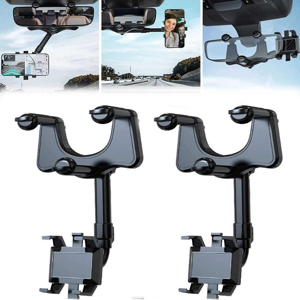360° Rearview Mirror phone holders for a car Mount Mobile GPS Stand Adjustable Telescopic Support For Smart Cell Phone in Car