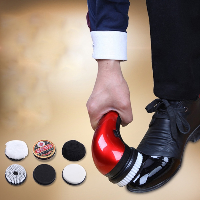 Portable Handheld Automatic Electric Shoe Brush Shine Polisher 2 Ways Power Supply