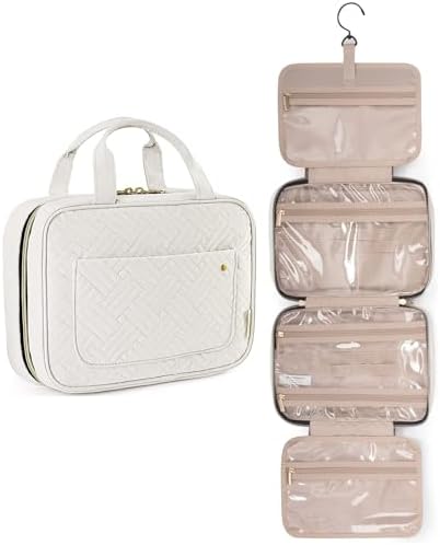 BAGSMART Toiletry Bag Travel Bag with Hanging Hook, Water-resistant Makeup Cosmetic Bag Travel Organizer for Accessories, Shampoo, Full-size Container, Toiletries
