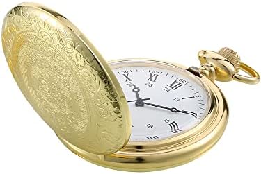 Pangda Vintage Pocket Watch Steel Men Watch with Chain for Fathers Day Xmas Present Daily Use